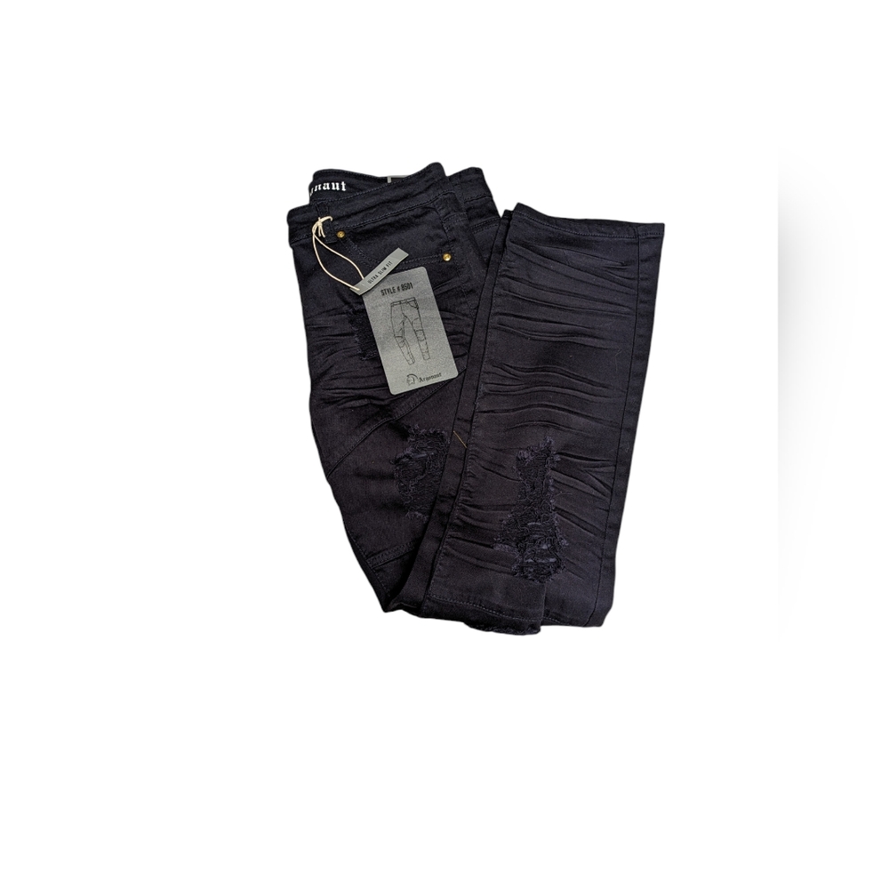(NEW) Men's Argonaut Black Distress ULTRA SLIM Jeans 36/32